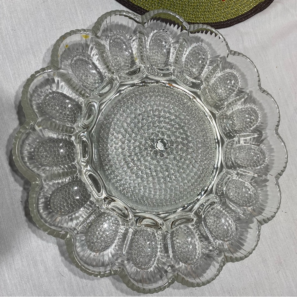 Indiana Glass Hobnail Deviled Egg Relish Plate